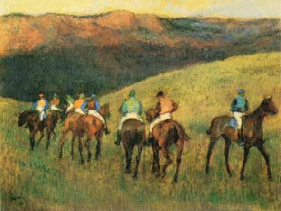 Edgar Degas Racehorses in Landscape oil painting image
